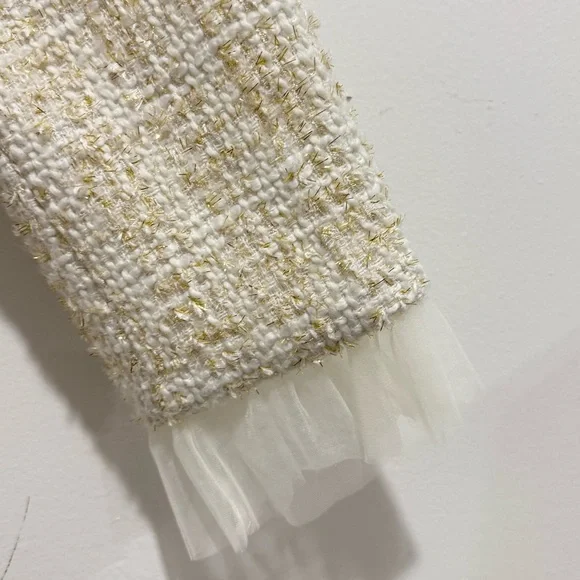 Cream Tweed Jacket with Ruffle Details - Picture 7 of 12